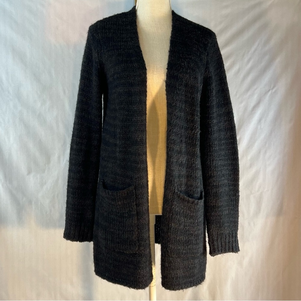 7 For All Mankind Sweater Cardigan Gray/Brown Heathered Italian Yarn Open S